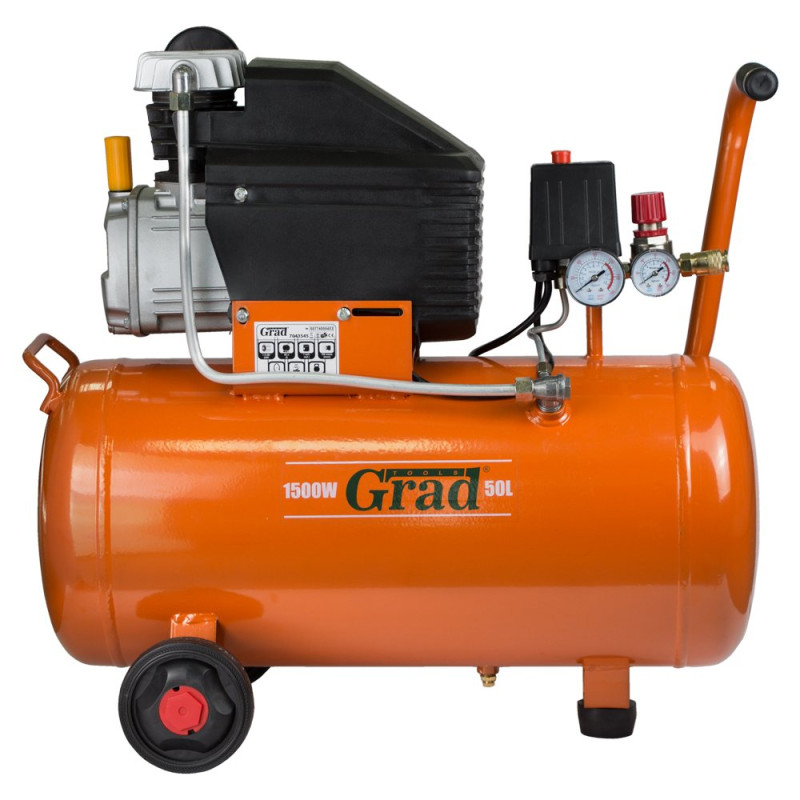 Grad Компрессор одноцилиндровый 1.5кВт 198л/мин 8бар 50л (2 крана) (7043545)