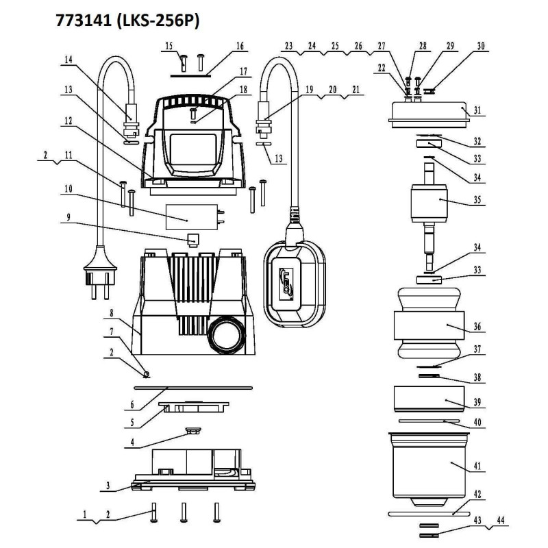 Leo Насос дренажный садовый 0.25кВт Hmax 6м Qmax 110л/мин LKS-256P (773141)