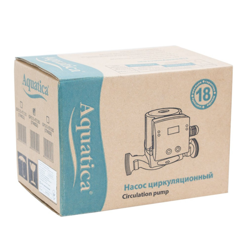 Aquatica Насос циркуляційний з термодатчиком 65Вт Hmax 4м Qmax 63л/хв Ø1½" 180мм+гайки Ø1" (774012)