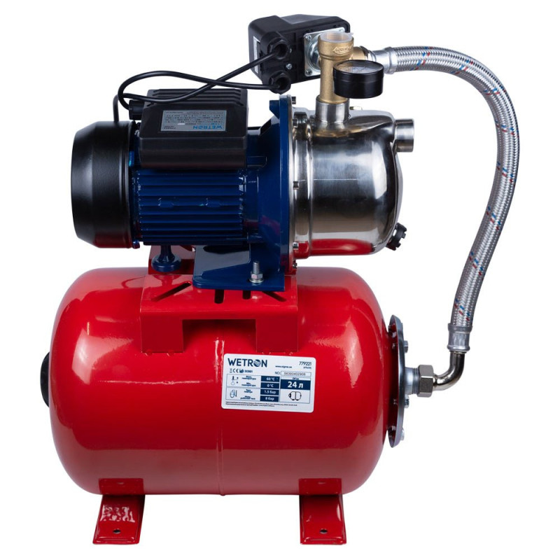 WETRON Станция 0.75кВт Hmax 42м Qmax 50л/мин (самовсасывающий насос нерж) 24л Украина JETS60A5 (775052/24)