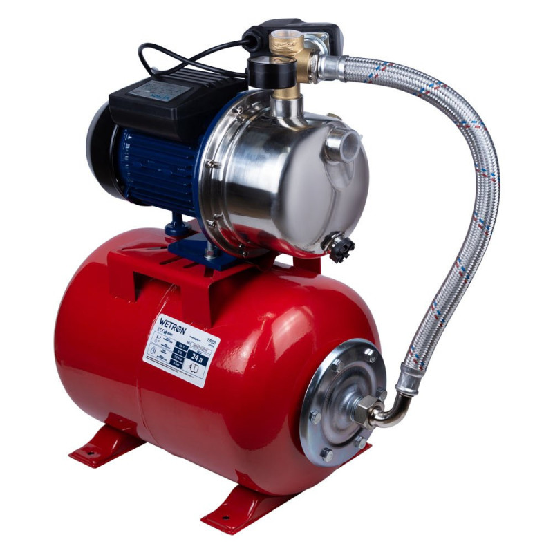 WETRON Станция 0.75кВт Hmax 42м Qmax 50л/мин (самовсасывающий насос нерж) 24л Украина JETS60A5 (775052/24)