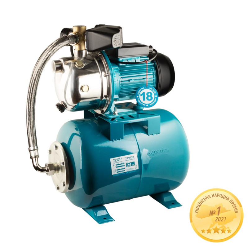Aquatica Станція 1.1кВт Hmax 50м Qmax 60л/хв (самовсмоктуючий насос нерж) 24л Україна (775098/24)