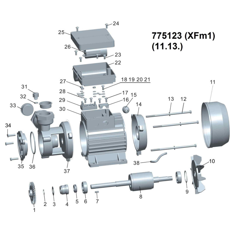 Leo Насос вихревой 0.37кВт Hmax 40м Qmax 40л/мин XFm/1 (775123)