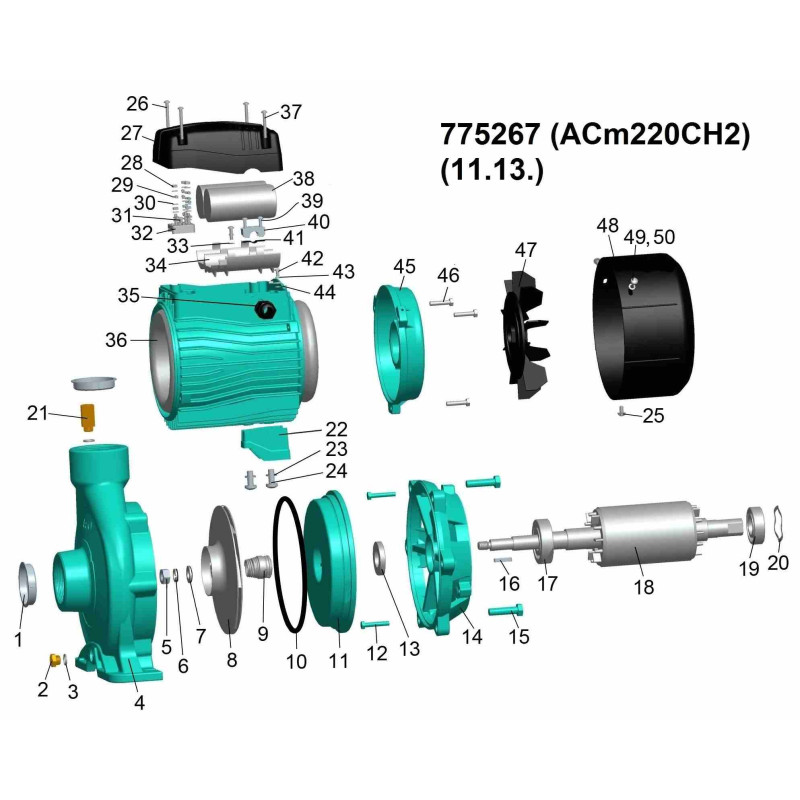 Leo Насос центробежный 2.2 кВт Hmax 31м Qmax 450л/мин 2" 3.0 ACm220CH2 (775267)