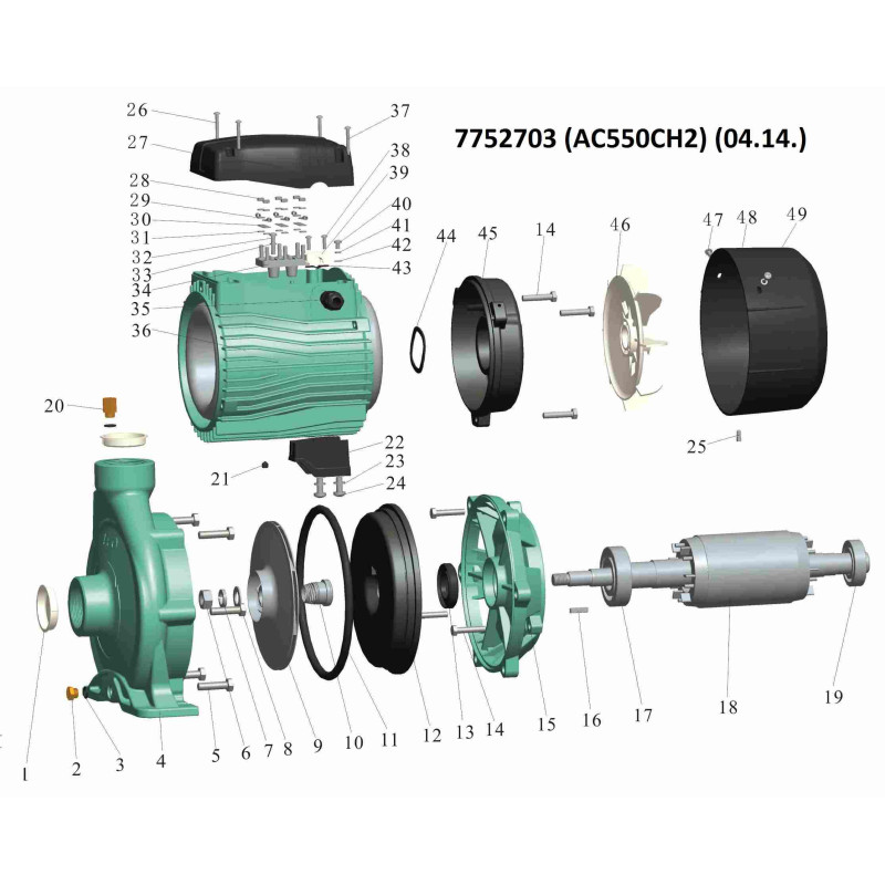 Leo Насос центробежный 380В 5.5кВт Hmax 54м Qmax 500л/мин 2" 3.0 AC550CH2 (7752703)