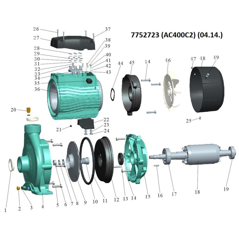 Leo Насос центробежный 380В 4.0кВт Hmax 39м Qmax 900л/мин 2" 3.0 AC400C2 (7752723)