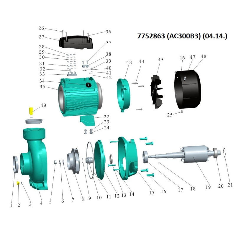 Leo Насос центробежный 380В 3.0кВт Hmax 20м Qmax 1200л/мин 3" 3.0 AC300B3 (7752863)