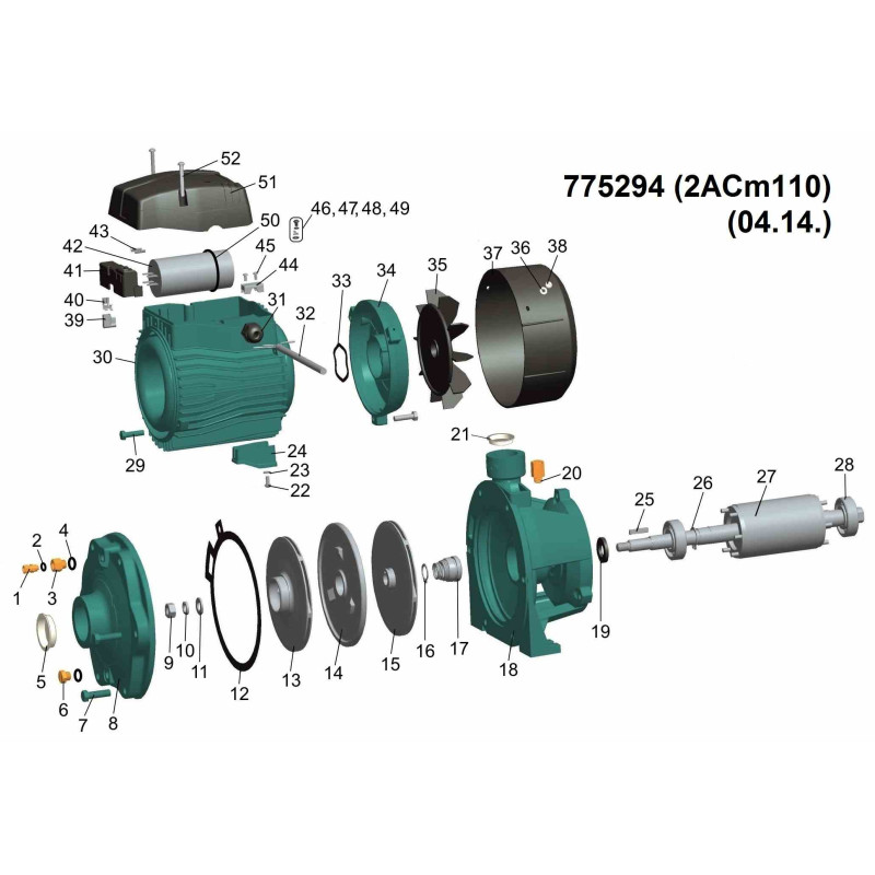 Leo Насос центробежный многоступенчатый 1.1кВт Hmax 47м Qmax 140л/мин 3.0 2ACm110 (775294)