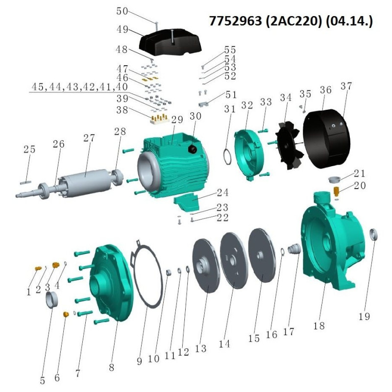 Leo Насос центробежный многоступенчатый 380В 2.2кВт Hmax 65м Qmax 180л/мин 3.0 2AC220 (7752963)