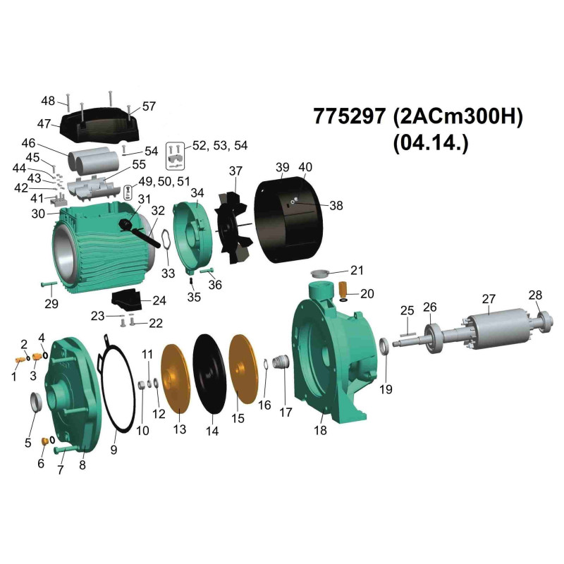 Leo Насос центробежный многоступенчатый 3.0кВт Hmax 65м Qmax 250л/мин 3.0 2ACm300H (775297)