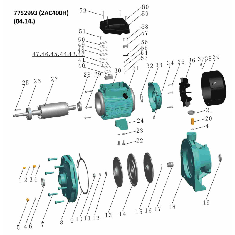 Leo Насос центробежный многоступенчатый 380В 4.0кВт Hmax 82м Qmax 250л/мин 3.0 2AC400H (7752993)