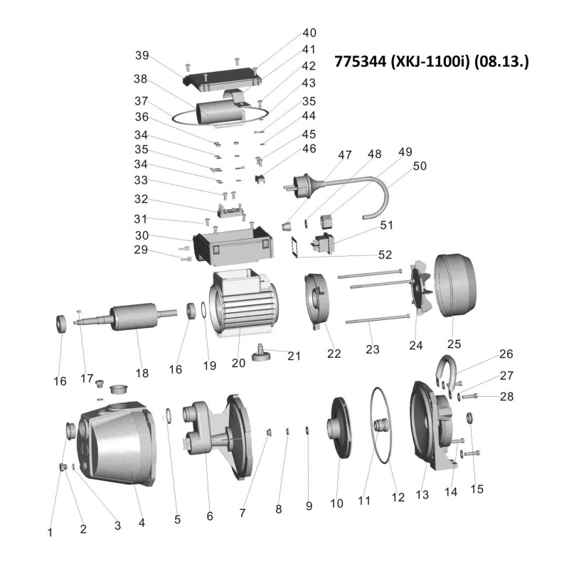 Leo Насос центробежный самовсасывающий 1.1кВт Hmax 45м Qmax 70л/мин (775344)