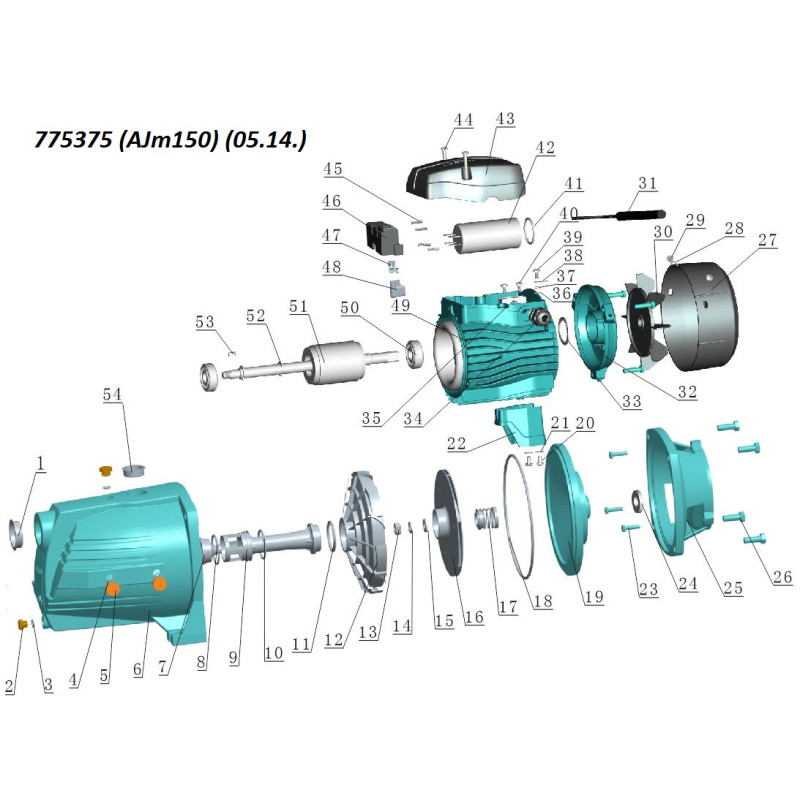 Leo Насос центробежный всасывающий 1.5кВт Hmax 60м Qmax 80л/мин 3.0 AJm150 (775375)