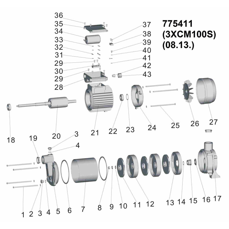 Leo Насос центробежный многоступенчатый 0.6кВт Hmax 35м Qmax 80л/мин (775411)