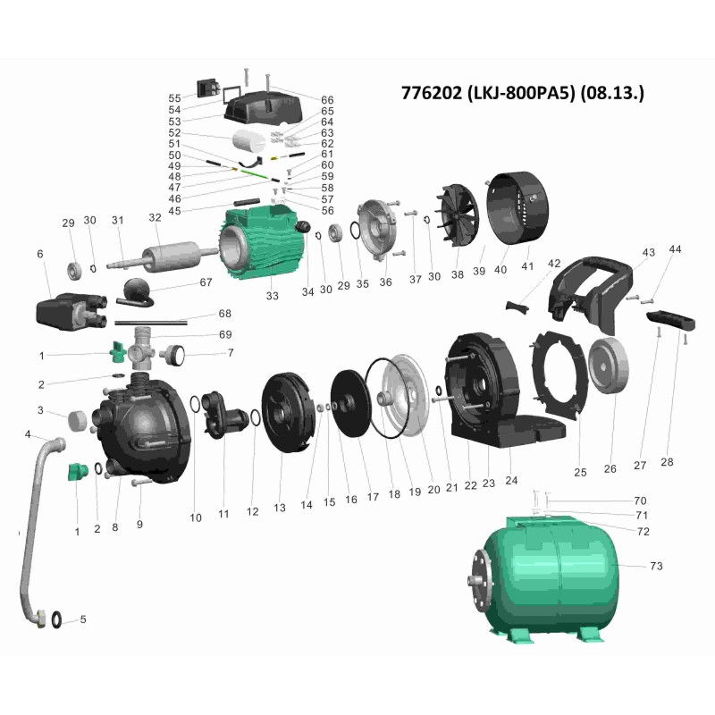 Leo Станция 0.8кВт Hmax 39м Qmax 50л/мин (самовсасывающий насос) 24л (776202)