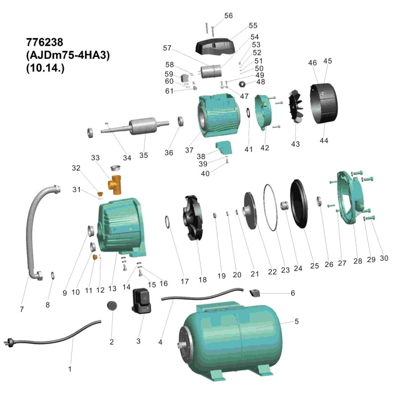 Leo Станция 0.75кВт HSmax 35м Hmax 50м Qmax 30л/мин (наруж. эжектор Ø96мм) 24л 3.0 (776238)