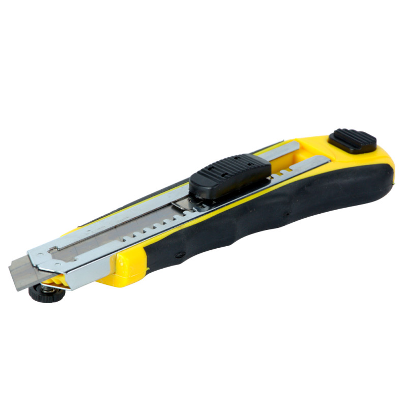 SIGMA Нож строительный (пластик/резина корпус) лезвие 8шт 18мм автоматический замок (8211121)