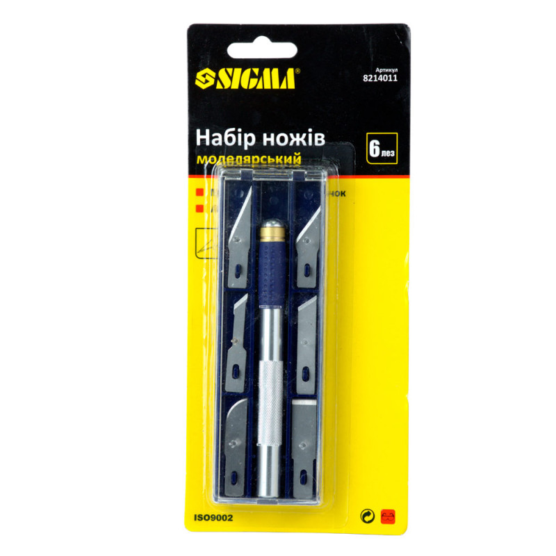 SIGMA Набор моделярских ножей 6шт + держатель (8214011)