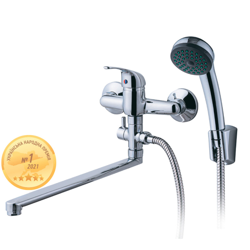 AQUATICA Змішувач IG Ø35 для ванни излив прямий 323мм дивертор виносний картріджний IG-3C249C (9709220)