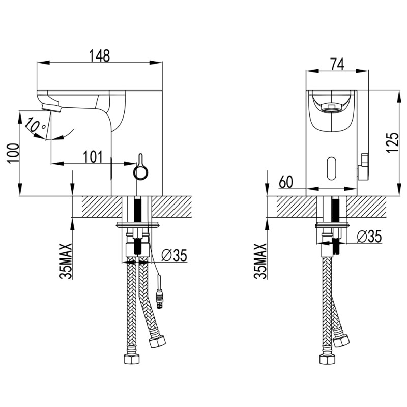 Corso Смеситель ORTA сенсорный для раковины литой на шпильке (EE-8A116C) (9670000)