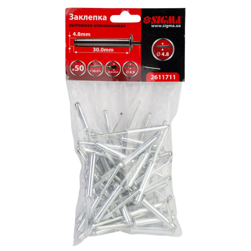 SIGMA Заклепки алюминиевые Premium 4.8×30мм 50шт (2611711)