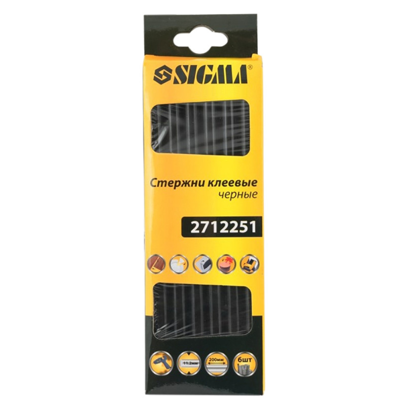 SIGMA Стержни клеевые Ø11.2×200мм 6шт (черные) (2712251)