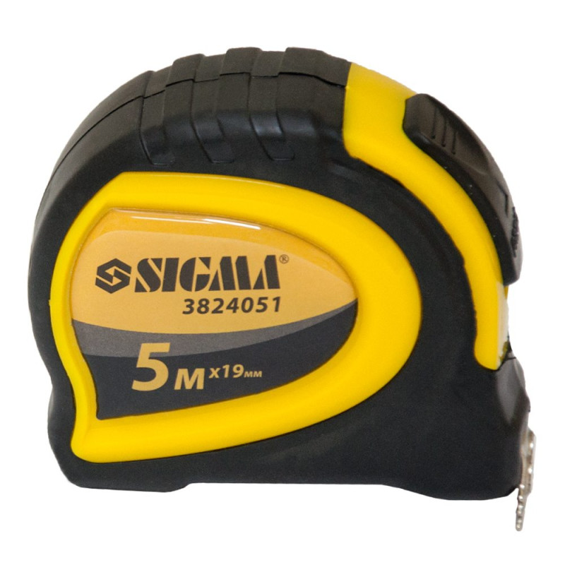 SIGMA Рулетка магнитная обрезиненная с автостопом 5м×19мм (3824051)