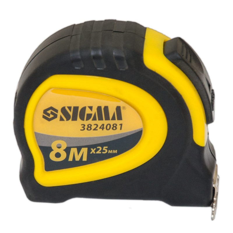 SIGMA Рулетка магнитная обрезиненная с автостопом 8м×25мм (3824081)