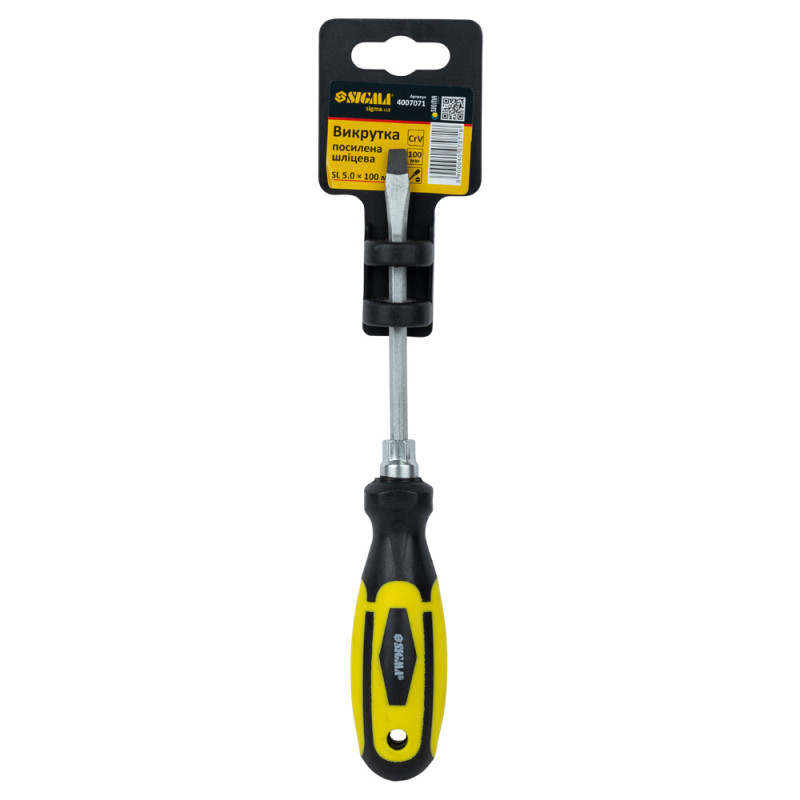 SIGMA Отвертка усиленная шлицевая SL5×100мм под ключ CrV (4007071)