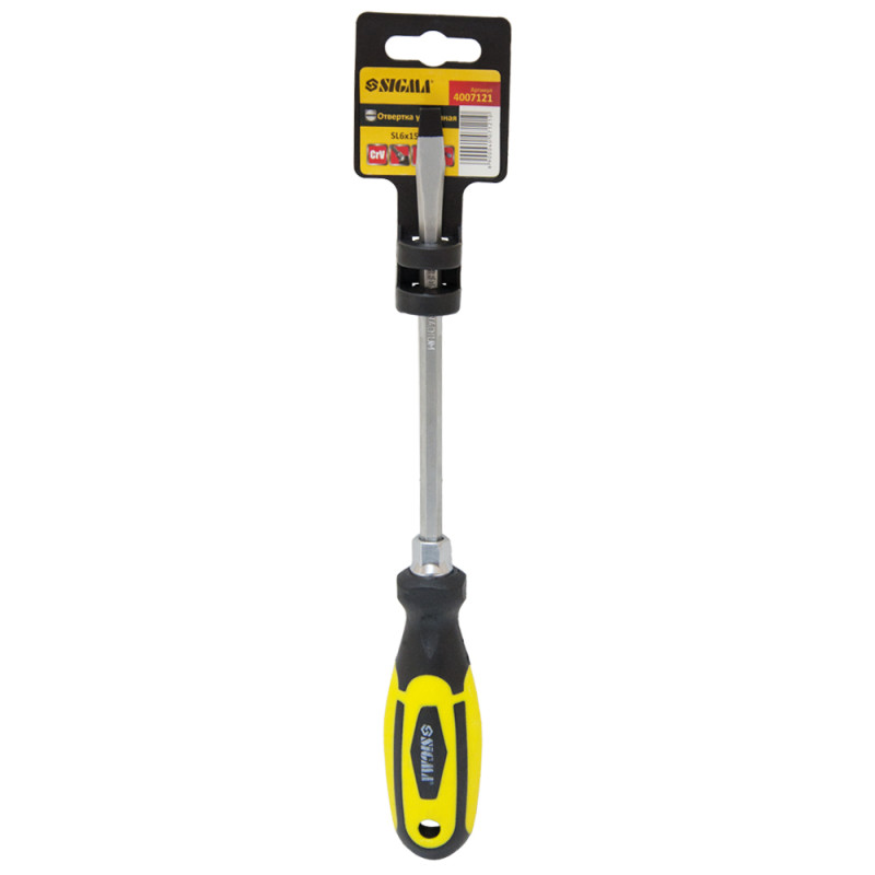 SIGMA Отвертка усиленная шлицевая SL6×150мм под ключ CrV (4007121)