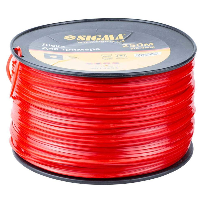 SIGMA Леска для триммера усиленный квадрат Ø2.4мм 250м катушка (5615291)