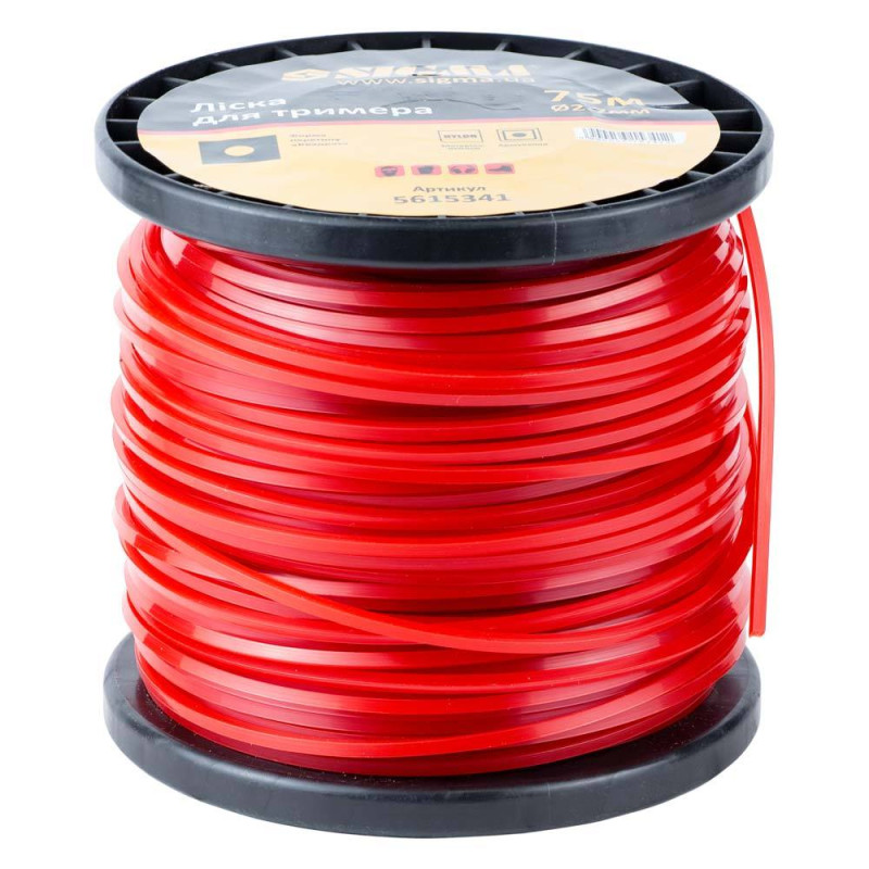 SIGMA Леска для триммера армированный квадрат Ø2.7мм 75м катушка (5615341)