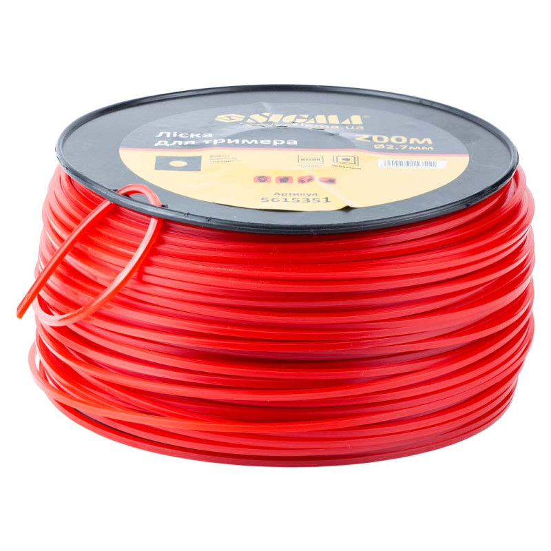 SIGMA Леска для триммера армированный квадрат Ø2.7мм 200м катушка (5615351)