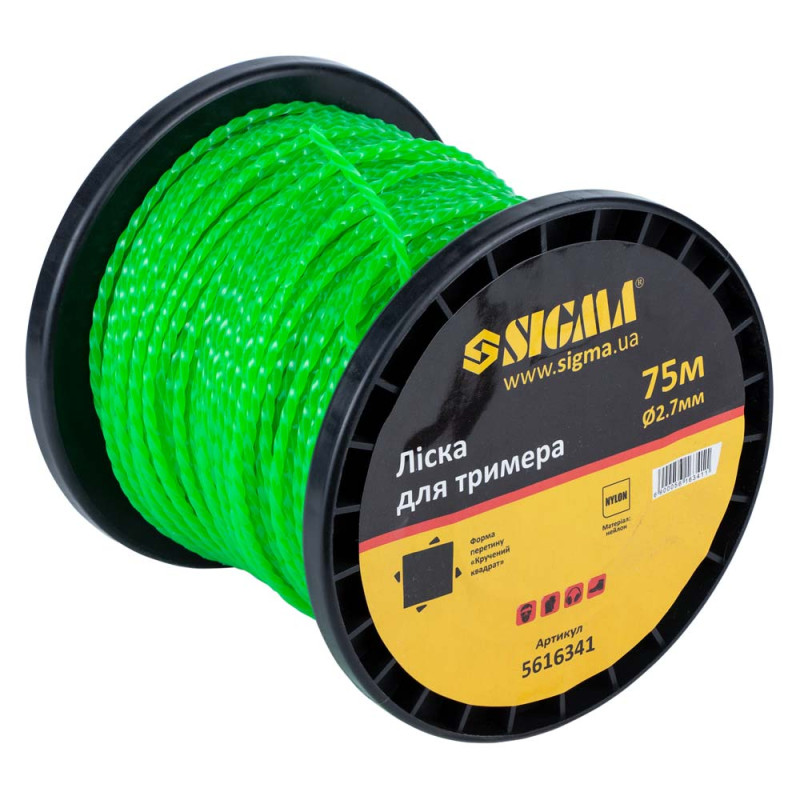 SIGMA Леска для триммера крученый квадрат Ø2.7мм 75м катушка (5616341)