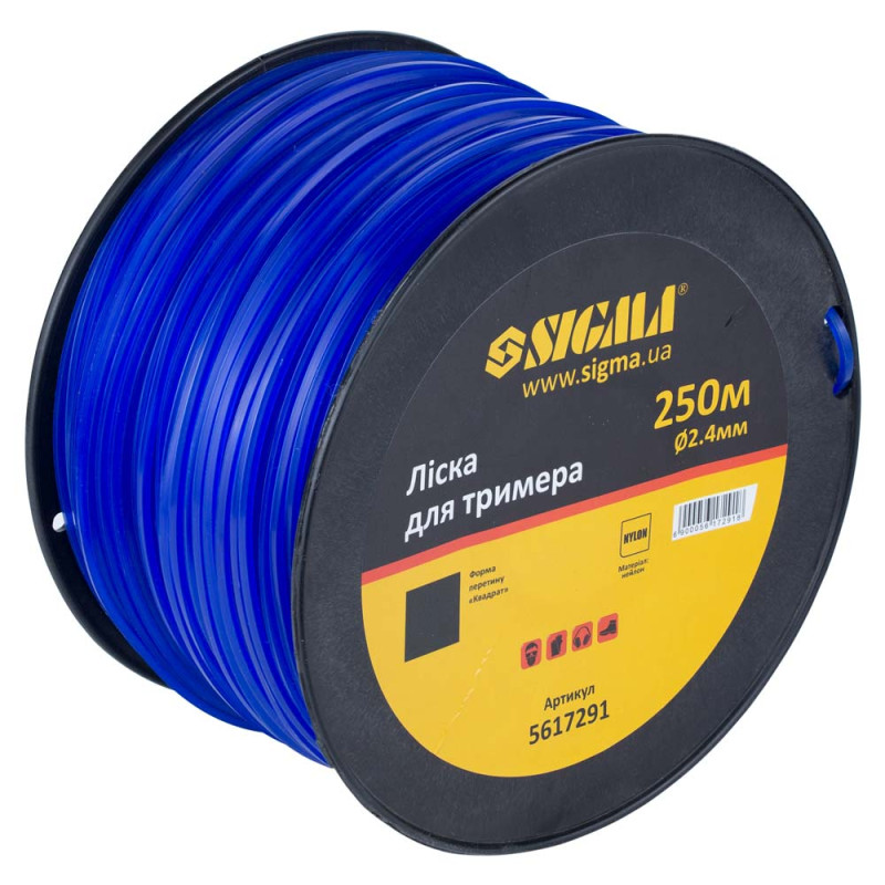 SIGMA Леска для триммера квадрат Ø2.4мм 250м катушка (5617291)