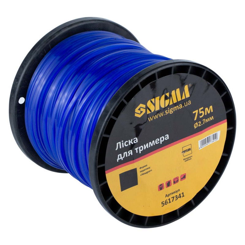 SIGMA Леска для триммера квадрат Ø2.7мм 75м катушка (5617341)