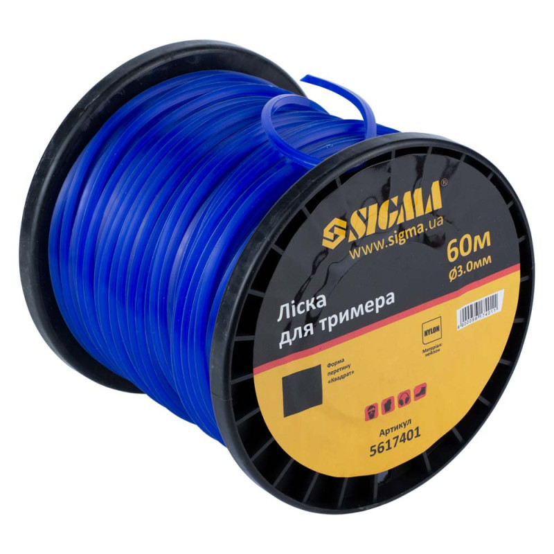 SIGMA Леска для триммера квадрат Ø3.0мм 60м катушка (5617401)