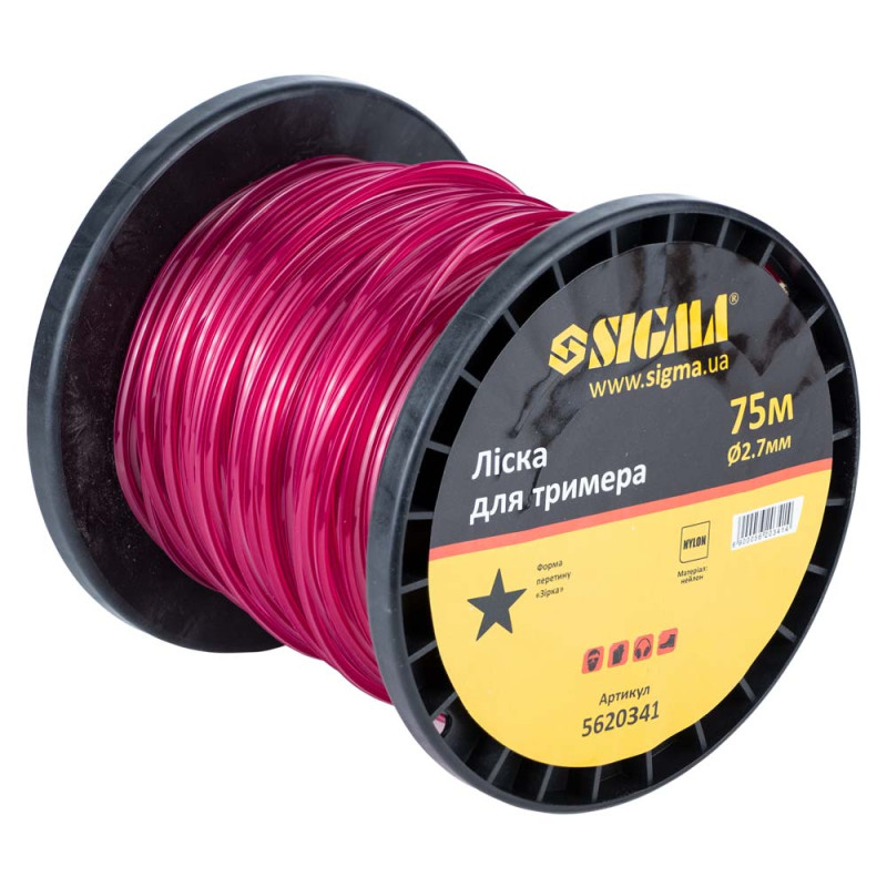 SIGMA Леска для триммера звезда Ø2.7мм 75м катушка (5620341)