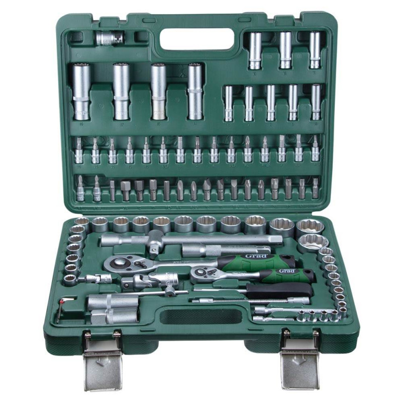 Grad Набор торцевых насадок и биты 1/4", 1/2" 94шт (12 граней) (6004565)