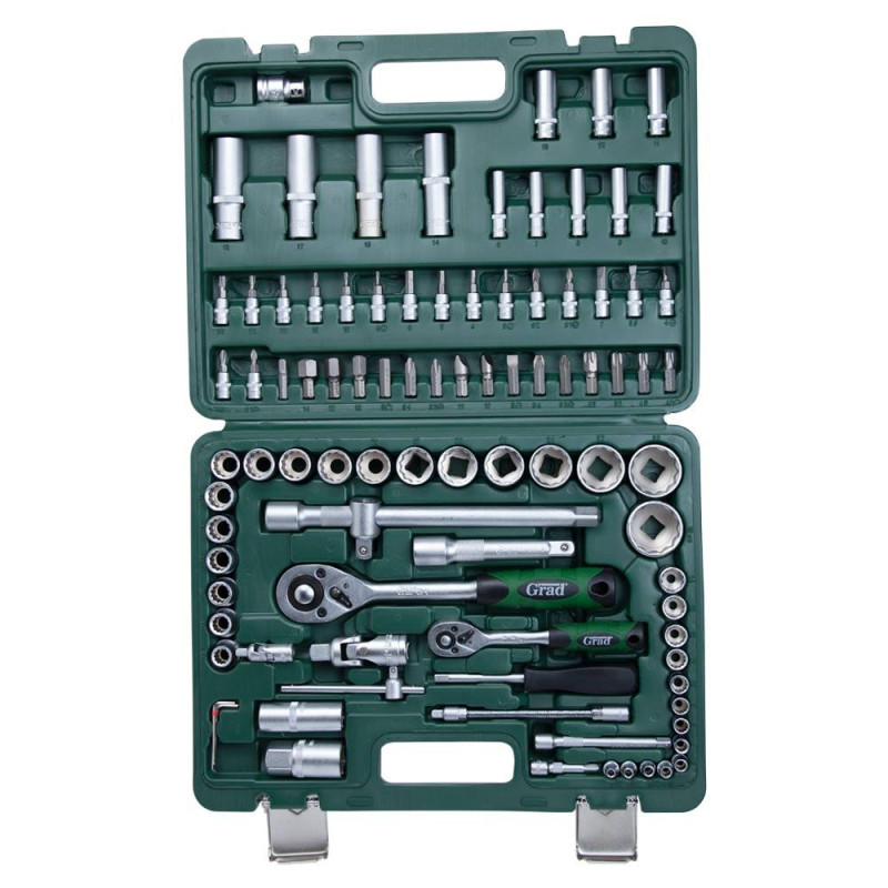 Grad Набор торцевых насадок и биты 1/4", 1/2" 94шт (12 граней) (6004565)