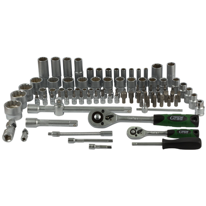 Grad Набор торцевых насадок и биты 1/4", 1/2" 94шт (12 граней) (6004565)