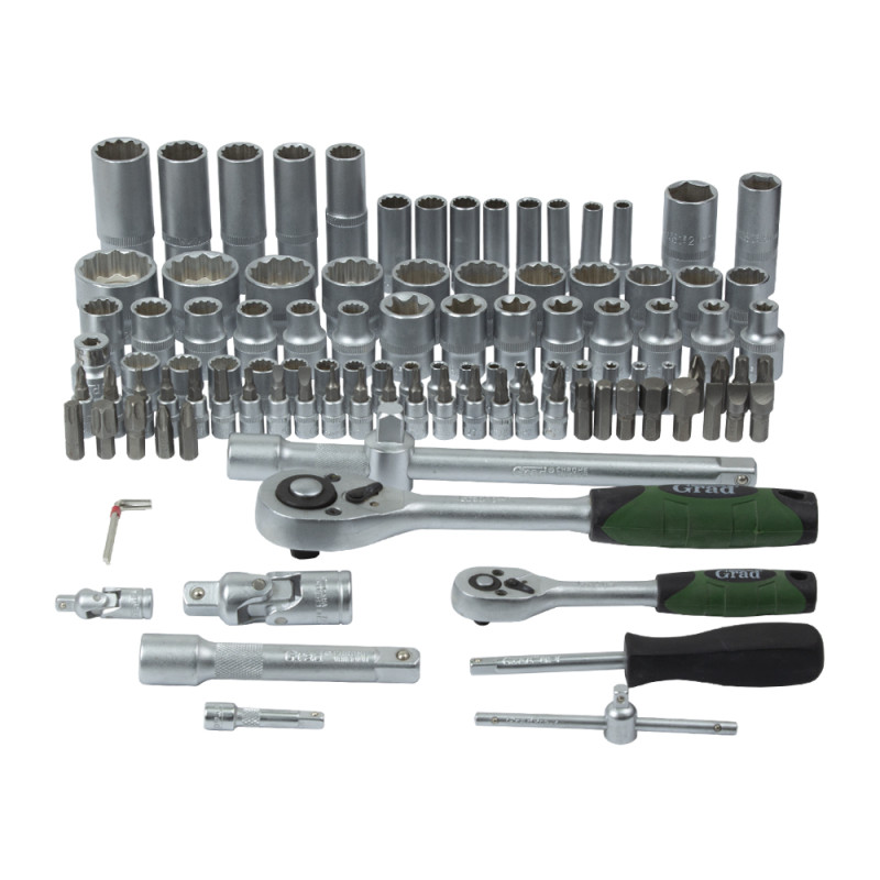 Grad Набор насадок торцевых и битый 1/4", 1/2" 108шт (12 граней) (6004575)