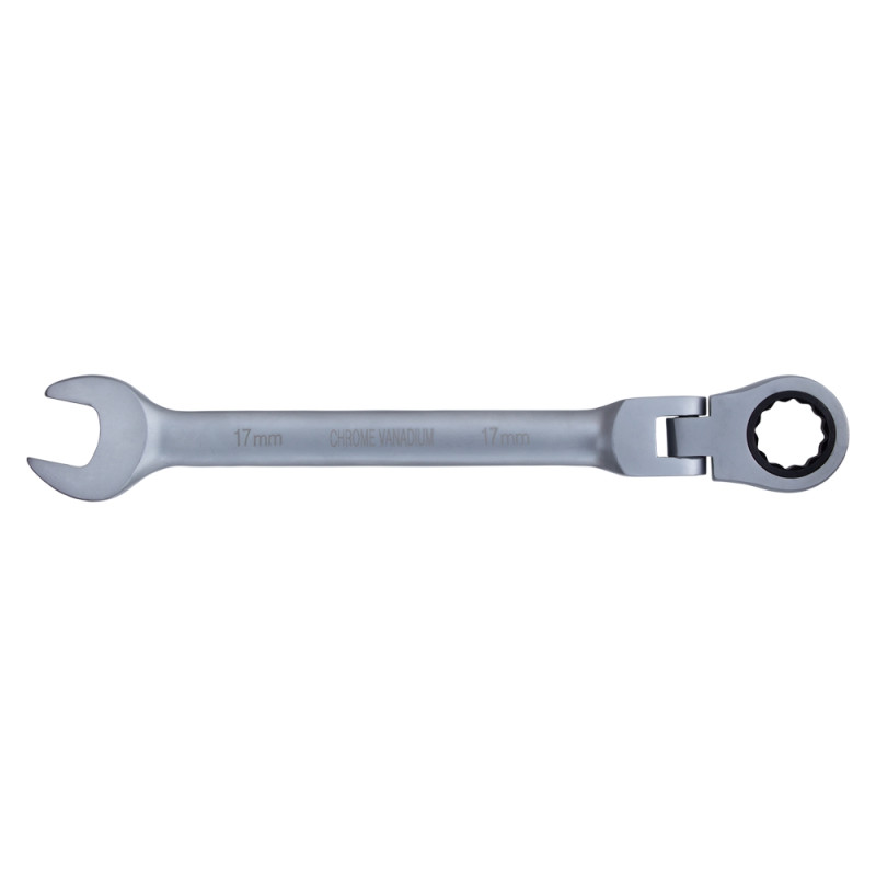 SIGMA Ключ рожково-накидной трещоточный с шарниром 17мм CrV satine (6022671)