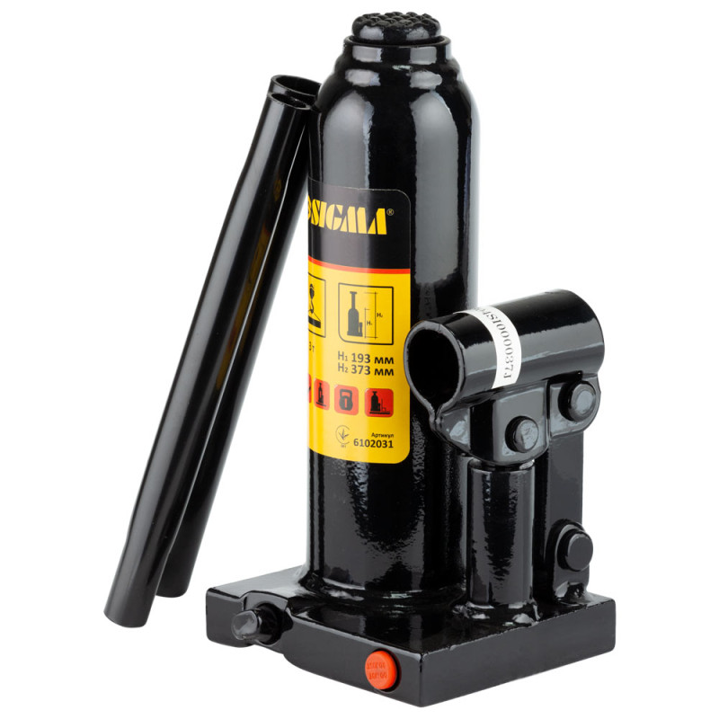 SIGMA Домкрат гидравлический бутылочный 3т H 193-373мм (кейс) (6102031)