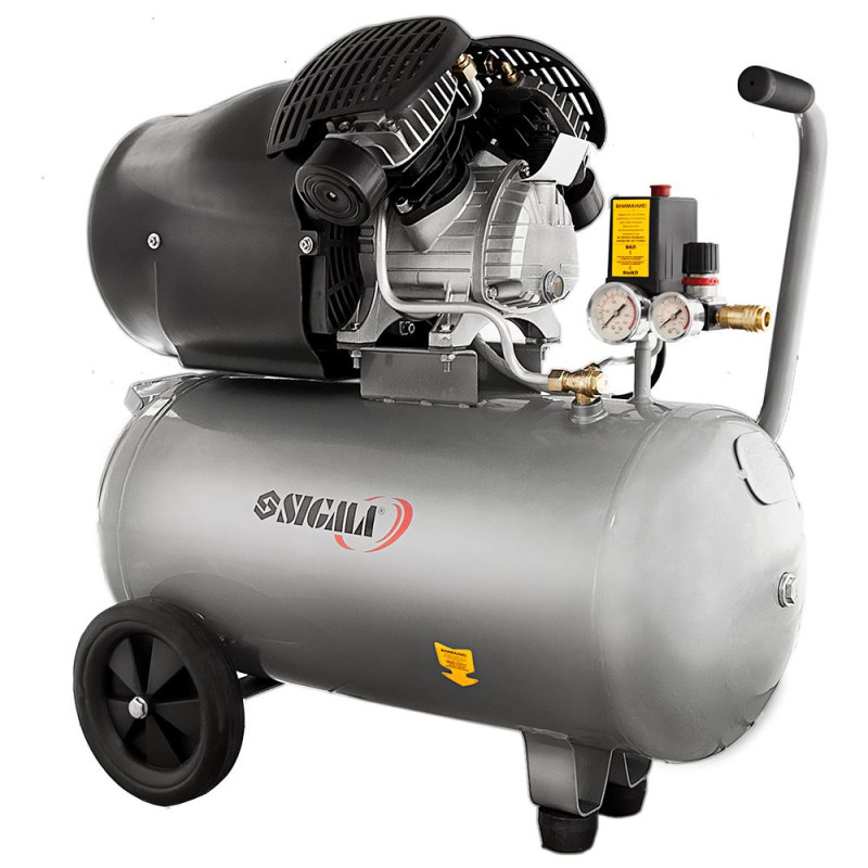 SIGMA Компрессор двухцилиндровый 2.2кВт 412л/мин 8бар 50л (7043711)