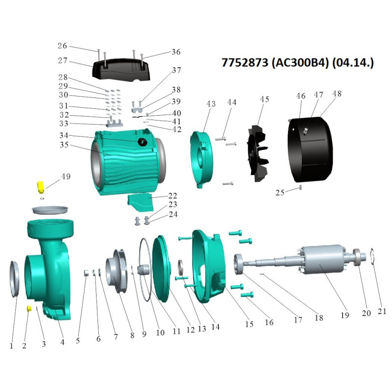 Leo Насос центробежный 380В 3.0кВт Hmax 20м Qmax 1200л/мин 4" 3.0 AC300B4 (7752873)