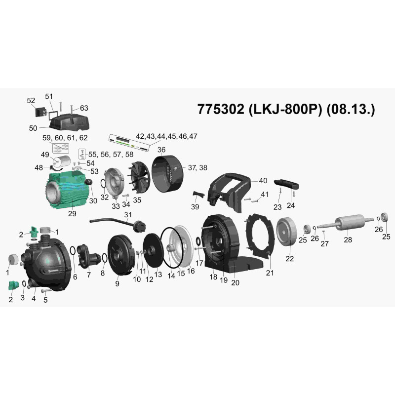Leo Насос центробежный самовсасывающий 0.8кВт Hmax 39м Qmax 50л/мин (775302)