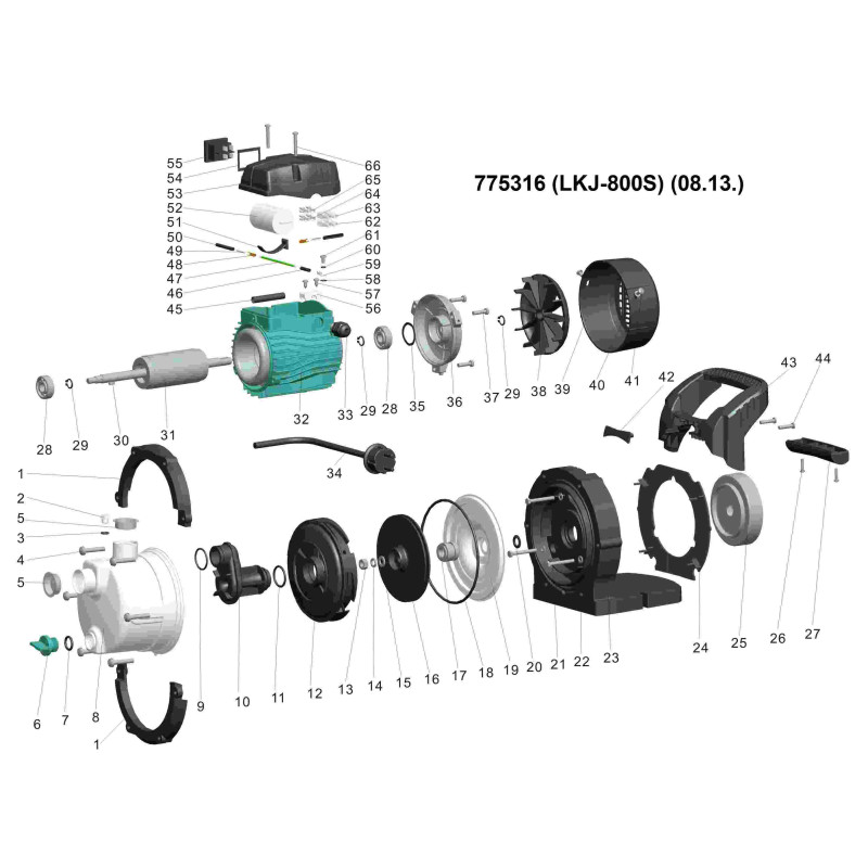 Leo Насос центробежный самовсасывающий 0.8кВт Hmax 40м Qmax 50л/мин (нерж) (775316)