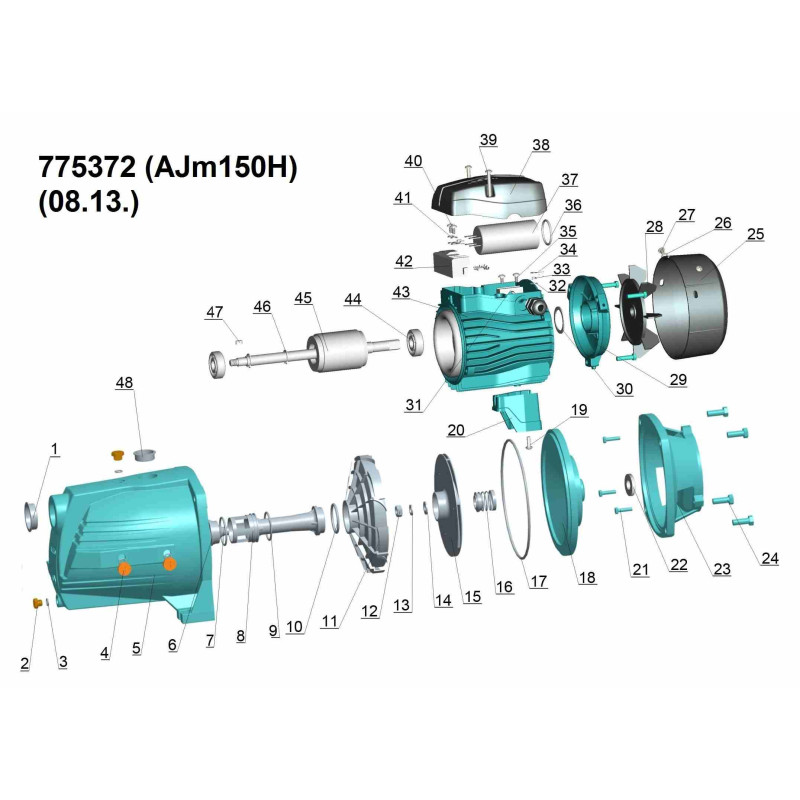 Leo Насос центробежный самовсасывающий 1.5кВт Hmax 72м Qmax 60л/мин 3.0 AJm150H (775372)