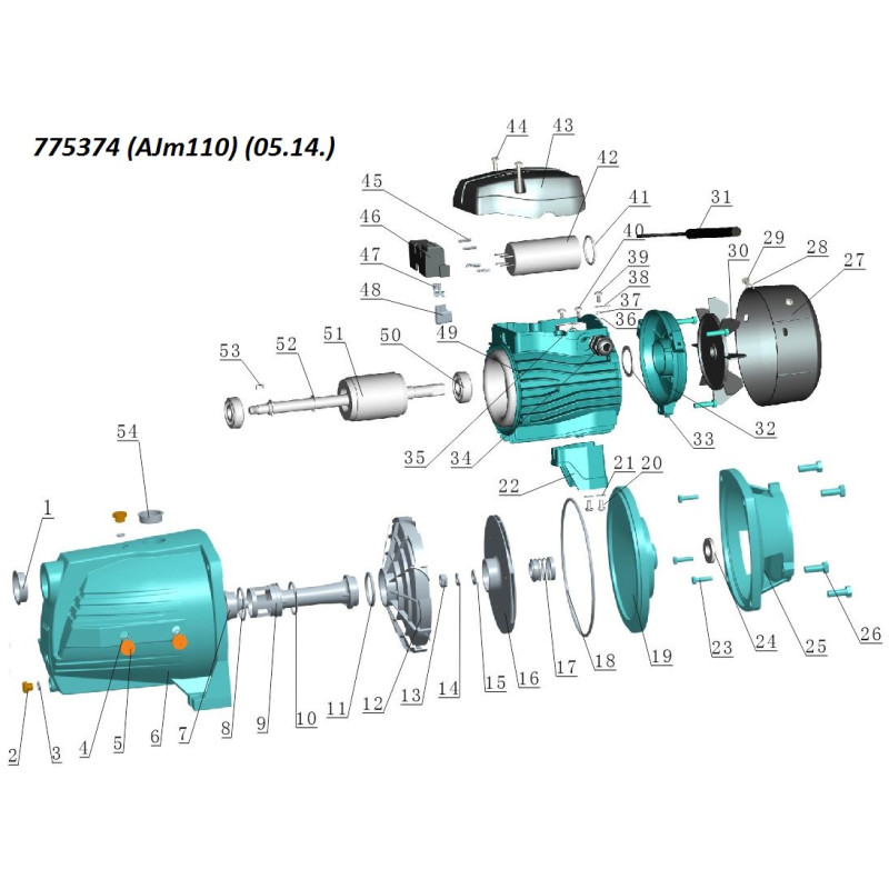 Leo Насос центробежный самовсасывающий 1.1кВт Hmax 55м Qmax 100л/мин 3.0 AJm110 (775374)
